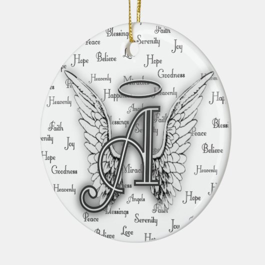 Angel Wings met positieve woorden Monogram A Keramisch Ornament (Links)
