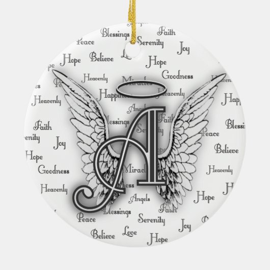 Angel Wings met positieve woorden Monogram A Keramisch Ornament (Achterkant)
