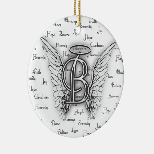 Angel Wings met positieve woorden Monogram B Keramisch Ornament (Rechts)