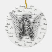 Angel Wings met positieve woorden Monogram B Keramisch Ornament (Voorkant)