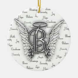 Angel Wings met positieve woorden Monogram B Keramisch Ornament