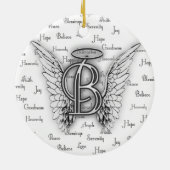 Angel Wings met positieve woorden Monogram B Keramisch Ornament (Achterkant)