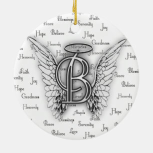 Angel Wings met positieve woorden Monogram B Keramisch Ornament