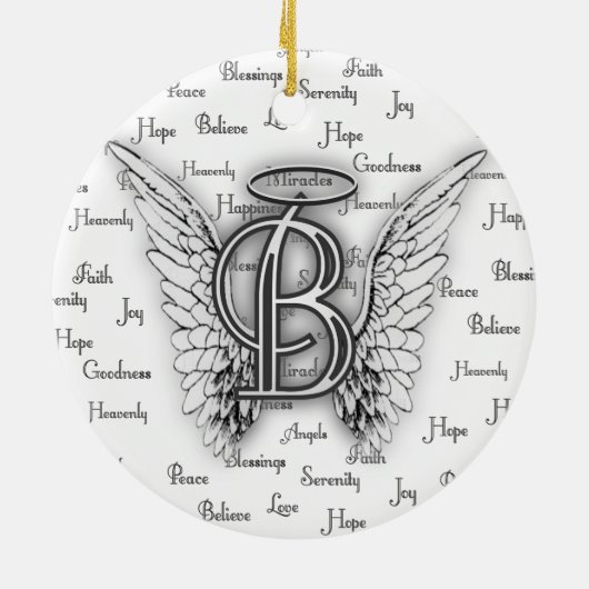 Angel Wings met positieve woorden Monogram B Keramisch Ornament (Achterkant)