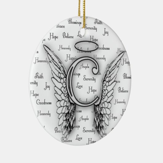 Angel Wings met positieve woorden Monogram C Keramisch Ornament (Rechts)