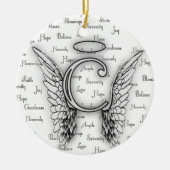 Angel Wings met positieve woorden Monogram C Keramisch Ornament (Voorkant)