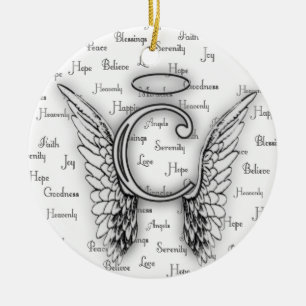 Angel Wings met positieve woorden Monogram C Keramisch Ornament