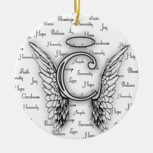 Angel Wings met positieve woorden Monogram C Keramisch Ornament (Voorkant)