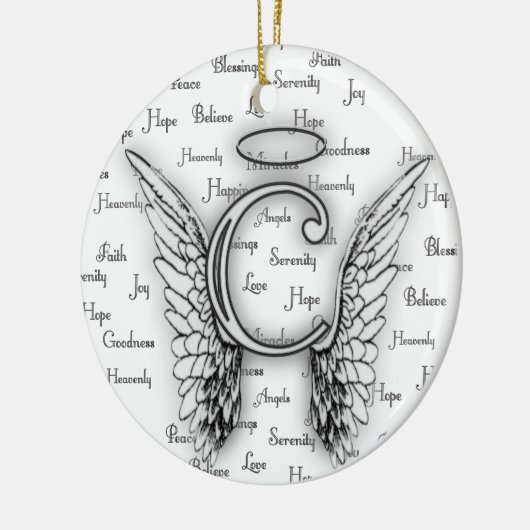 Angel Wings met positieve woorden Monogram C Keramisch Ornament (Links)