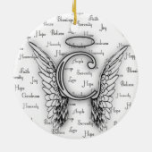 Angel Wings met positieve woorden Monogram C Keramisch Ornament (Achterkant)
