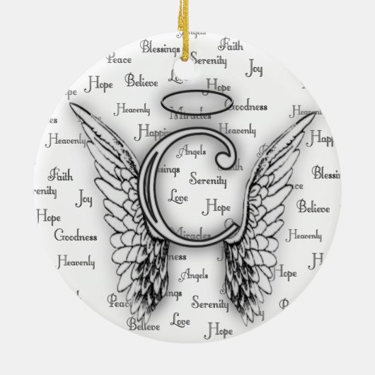 Angel Wings met positieve woorden Monogram C Keramisch Ornament (Achterkant)
