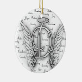 Angel Wings met positieve woorden Monogram D Keramisch Ornament (Rechts)