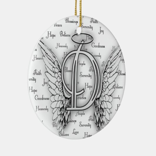 Angel Wings met positieve woorden Monogram D Keramisch Ornament (Rechts)