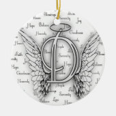 Angel Wings met positieve woorden Monogram D Keramisch Ornament (Voorkant)