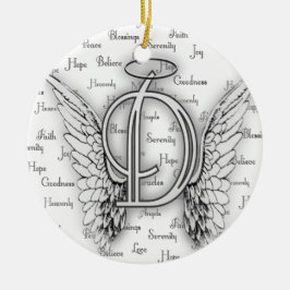 Angel Wings met positieve woorden Monogram D Keramisch Ornament