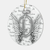 Angel Wings met positieve woorden Monogram D Keramisch Ornament (Links)