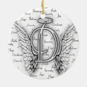 Angel Wings met positieve woorden Monogram D Keramisch Ornament (Achterkant)