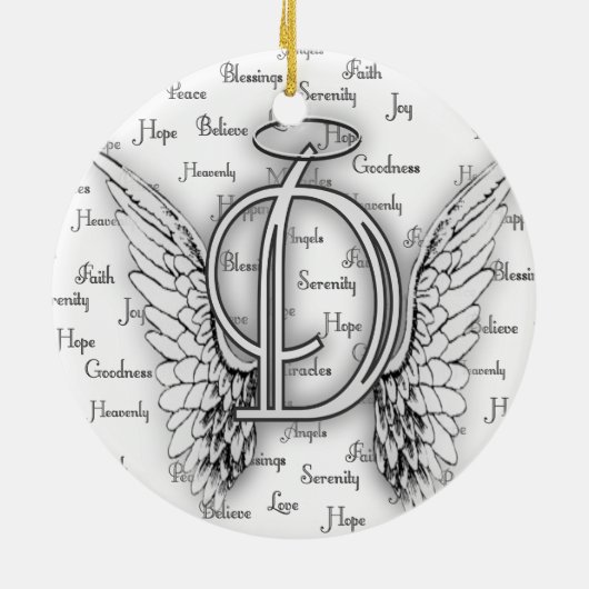 Angel Wings met positieve woorden Monogram D Keramisch Ornament (Achterkant)