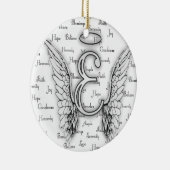 Angel Wings met positieve woorden Monogram E Keramisch Ornament (Rechts)