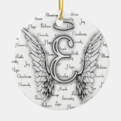 Angel Wings met positieve woorden Monogram E Keramisch Ornament (Voorkant)