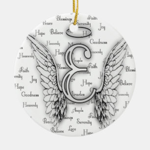 Angel Wings met positieve woorden Monogram E Keramisch Ornament