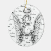 Angel Wings met positieve woorden Monogram E Keramisch Ornament (Links)