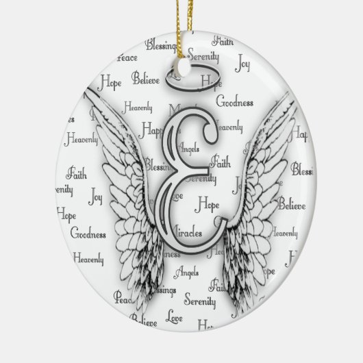 Angel Wings met positieve woorden Monogram E Keramisch Ornament (Links)