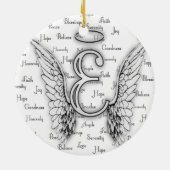 Angel Wings met positieve woorden Monogram E Keramisch Ornament (Achterkant)