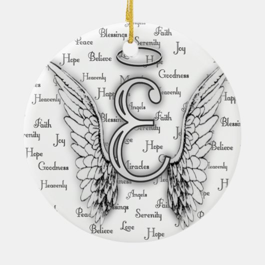 Angel Wings met positieve woorden Monogram E Keramisch Ornament (Achterkant)
