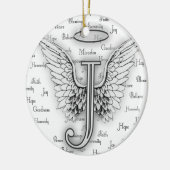 Angel Wings met positieve woorden Monogram J Keramisch Ornament (Links)