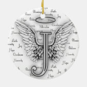 Angel Wings met positieve woorden Monogram J Keramisch Ornament (Achterkant)