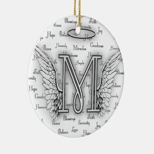 Angel Wings met positieve woorden Monogram L Keramisch Ornament (Rechts)