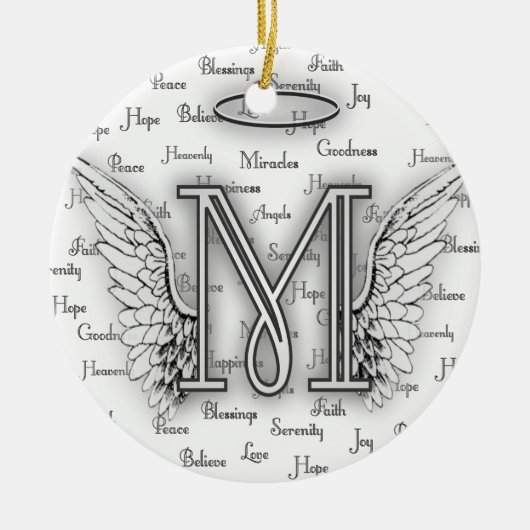 Angel Wings met positieve woorden Monogram L Keramisch Ornament (Voorkant)