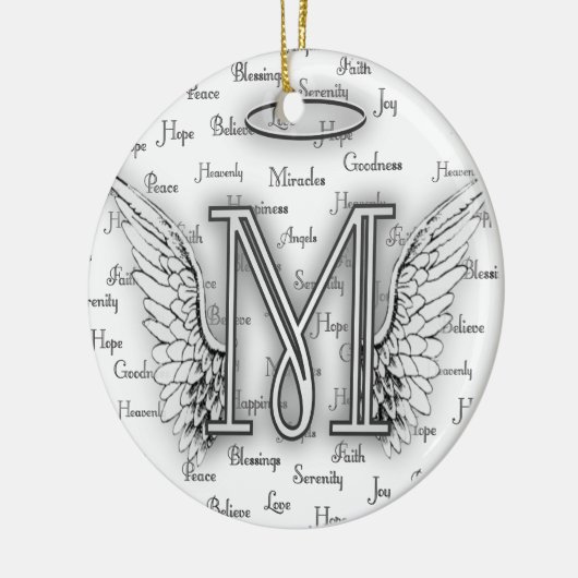 Angel Wings met positieve woorden Monogram L Keramisch Ornament (Links)