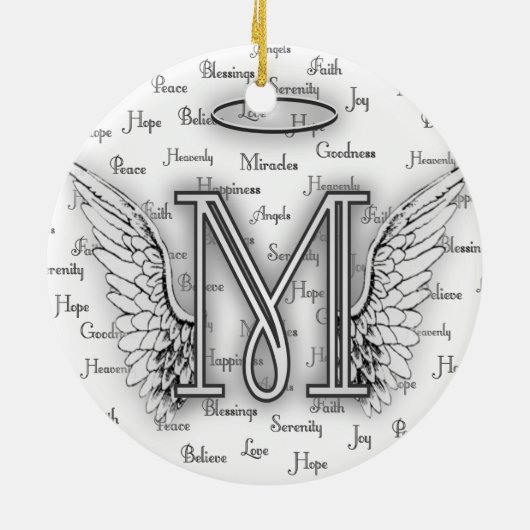 Angel Wings met positieve woorden Monogram L Keramisch Ornament (Achterkant)