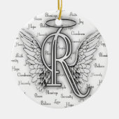 Angel Wings met positieve woorden Monogram R Keramisch Ornament (Voorkant)