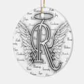 Angel Wings met positieve woorden Monogram R Keramisch Ornament (Links)