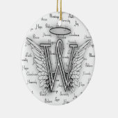 Angel Wings met positieve woorden Monogram W Keramisch Ornament (Rechts)