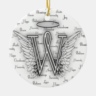 Angel Wings met positieve woorden Monogram W Keramisch Ornament
