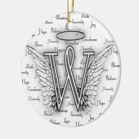 Angel Wings met positieve woorden Monogram W Keramisch Ornament (Links)
