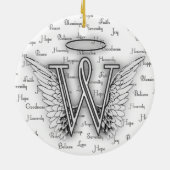Angel Wings met positieve woorden Monogram W Keramisch Ornament (Achterkant)