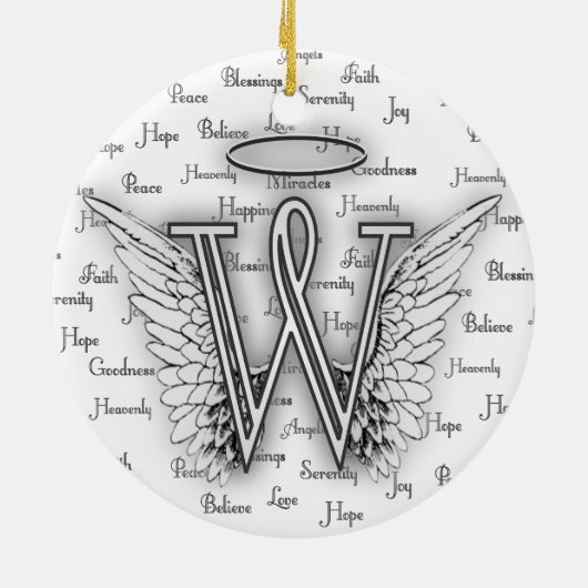 Angel Wings met positieve woorden Monogram W Keramisch Ornament (Achterkant)