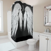 ANGEL WINGS Monogram Black Douchegordijn (In situ)
