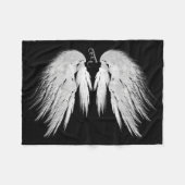 ANGEL WINGS Monogram Black Fleece Deken (Voorkant (Horizontaal))