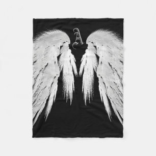 ANGEL WINGS Monogram Black Fleece Deken