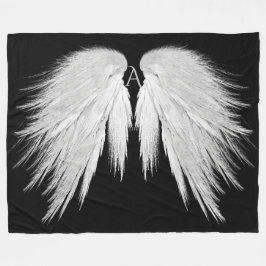 ANGEL WINGS Monogram Black Fleece Deken