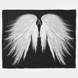 ANGEL WINGS Monogram Black Fleece Deken
