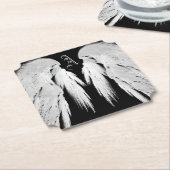 ANGEL WINGS Monogram Black Kartonnen Onderzetters (Gekanteld)