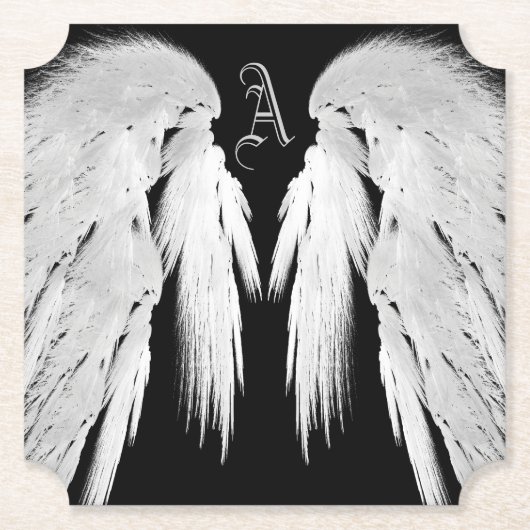 ANGEL WINGS Monogram Black Kartonnen Onderzetters (Voorkant)