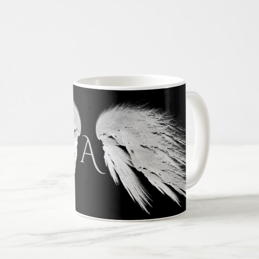 ANGEL WINGS Monogram Black Koffiemok (Voorkant rechts)